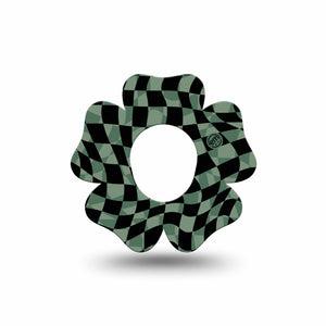 ExpressionMed Green & Black Checkerboard Dexcom G7 Flower Shape Tape, Dexcom Stelo Glucose Biosensor System,  Single Tape  Adhesive Tape CGM Design