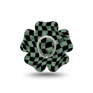 ExpressionMed Green & Black Checkerboard Dexcom G7 Flower Shape Tape, Dexcom Stelo Glucose Biosensor System,  Single Tape and Sticker Adhesive Tape CGM Design