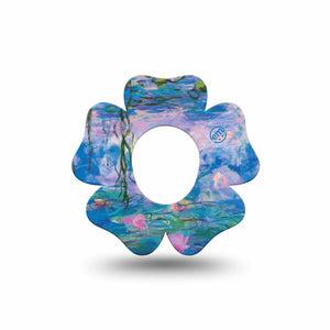 ExpressionMed Monet Water Lilies Dexcom G7 Flower Shape Tape, Dexcom Stelo Glucose Biosensor System, Single Tape Lilies Artwork, Adhesive Tape CGM Design