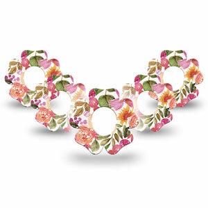 ExpressionMed Spring Bouquet Dexcom G7 Flower Shape Tape, Dexcom Stelo Glucose Biosensor System, 5-Pack Bright Bouquet Adhesive Tape CGM Design