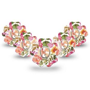 ExpressionMed Spring Bouquet Dexcom G7 Flower Shape Tape, Dexcom Stelo Glucose Biosensor System, 5-Pack Bright Bouquet Adhesive Tape CGM Design with Center Stickers