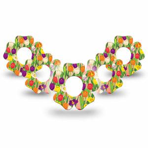 ExpressionMed Flower Tulips Dexcom G7 Tape, 5-Pack, Spring Tulips Themed, CGM Overlay Patch Design, Dexcom Stelo Glucose Biosensor System
