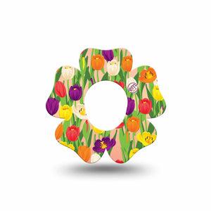 ExpressionMed Tulips Flower Dexcom G7 Tape, Single, Colorful Spring Florals Themed, CGM Plaster Patch Design, Dexcom Stelo Glucose Biosensor System