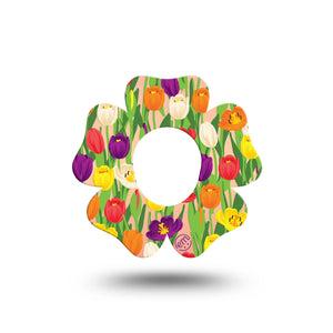 ExpressionMed Tulips Flower Dexcom G7 Tape, Single, Colorful Spring Florals Themed, CGM Plaster Patch Design