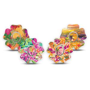 ExpressionMed Tangerine Tropics Variety Pack Dexcom G7 Flower Shape Tape, Dexcom Stelo Glucose Biosensor System, 4-Pack Tape and 4-Pack Sticker Variety Jungle Pink Flowers, Plaster CGM Design