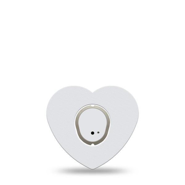 ExpressionMed White Dexcom G7 Heart Shape Tape, Dexcom Stelo Glucose Biosensor System, Single Tape and Single Sticker Pristine Texture, Overlay Patch CGM Design