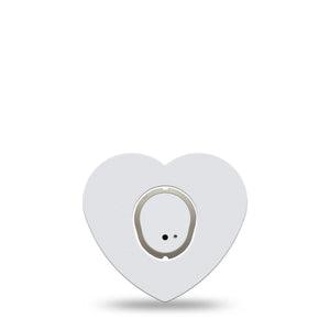 ExpressionMed White Dexcom G7 Heart Shape Tape, Dexcom Stelo Glucose Biosensor System, Single Tape and Single Sticker Pristine Texture, Overlay Patch CGM Design