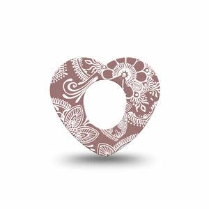 ExpressionMed Henna Dexcom G7 Heart Shape Tape, Dexcom Stelo Glucose Biosensor System, Single Tape Ornamental Henna Plaster CGM Design