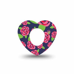 ExpressionMed Pretty Pink Roses Dexcom G7 Heart Shape Tape, Dexcom Stelo Glucose Biosensor System, Single Tape Elegant Roses, Adhesive Tape CGM Design