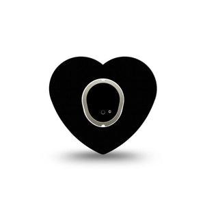 Black Heart Dexcom G7 Tape, Single, Monochromatic Tape Design Inspired, CGM Overlay Patch Design, Dexcom Stelo Glucose Biosensor System with center sticker