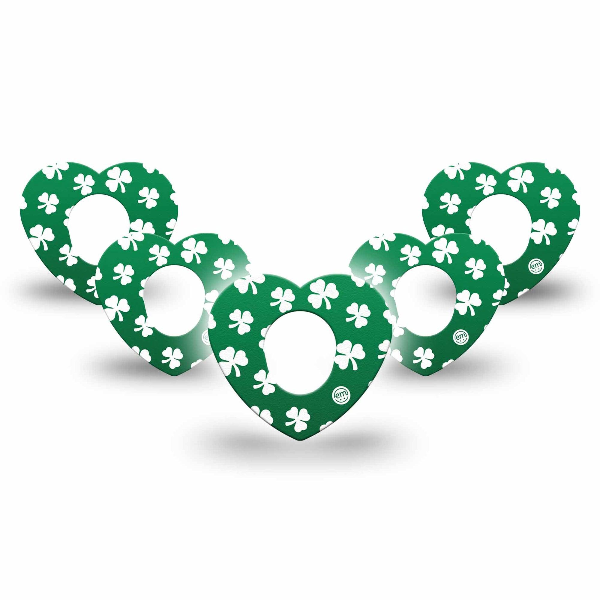 ExpressionMed Shamrock Freestyle Libre 3 and Libre 3 Plus Heart Shape Tape 5-Pack Tape Lucky Charm, Patch CGM Design