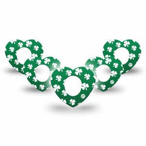 ExpressionMed Shamrock Freestyle Libre 3 and Libre 3 Plus Heart Shape Tape 5-Pack Tape Lucky Charm, Patch CGM Design