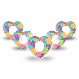 ExpressionMed Gummy Bears Dexcom G7 Heart Shape Tape, Dexcom Stelo Glucose Biosensor System, 5-Pack Assorted Flavors Overlay Patch CGM Design