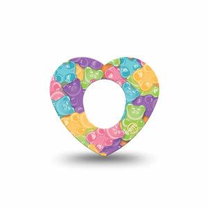 ExpressionMed Gummy Bears Dexcom G7 Heart Shape Tape, Dexcom Stelo Glucose Biosensor System,  Single Tape Sugary Delights Overlay Patch CGM Design