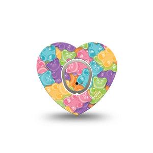 ExpressionMed Gummy Bears Dexcom G7 Heart Shape Tape, Dexcom Stelo Glucose Biosensor System,  Single Tape and Sticker, Sugary Delights Overlay Patch CGM Design