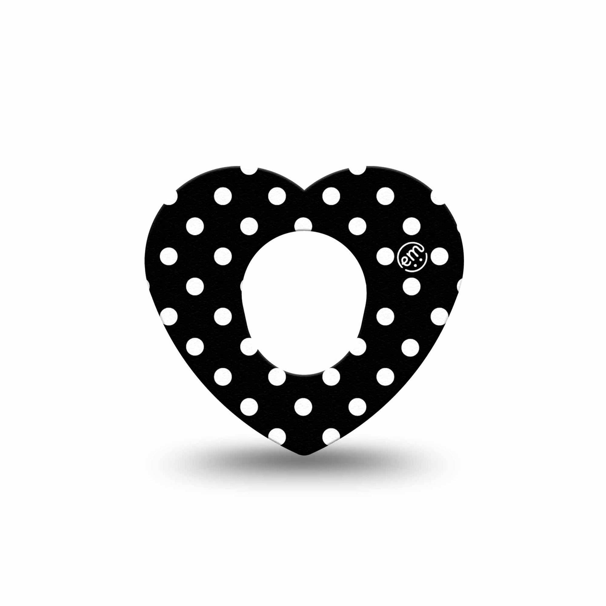 ExpressionMed Black and White Polka Dots G7 Heart Single, Modern Polka Dot Design, Continuous Glucose Monitor Plaster Patch Design, Dexcom Stelo Glucose Biosensor System