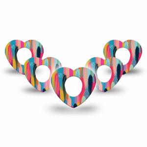 ExpressionMed Brush Strokes Dexcom G7 Heart Shape 5-Pack Digital Art by Etta Vee Fixing Ring Tape CGM Design, Dexcom Stelo Glucose Biosensor System