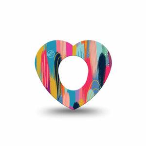ExpressionMed Brush Strokes Dexcom G7 Heart Shape Single Exclusive Etta Vee Art Fixing Ring Tape CGM Design, Dexcom Stelo Glucose Biosensor System