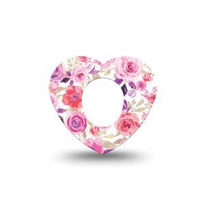 ExpressionMed Romantic Blooms Dexcom G7 Heart Shape Tape Single Bloom Texture Fixing Ring Tape CGM Design, Dexcom Stelo Glucose Biosensor System