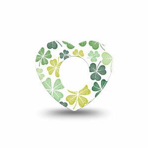 ExpressionMed Clover Pile Dexcom G7 Heart Shape Tape, Dexcom Stelo Glucose Biosensor System, Single Tape Clovers For St. Patty's Day, Overlay Patch CGM Design