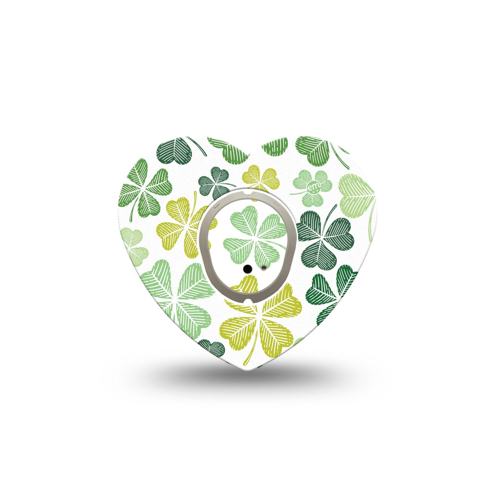 ExpressionMed Clover Pile Dexcom G7 Heart Shape Tape, Dexcom Stelo Glucose Biosensor System, Single Tape and Single Sticker Clovers For St. Patty's Day, Overlay Patch CGM Design