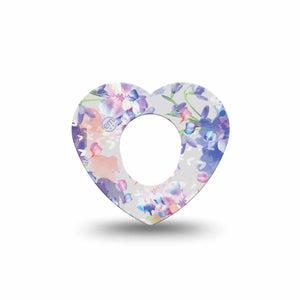 ExpressionMed Dreamy Blooms Dexcom G7, Dexcom Stelo Glucose Biosensor System, Heart Shape Tape Single cute blue flowers Fixing Ring Tape CGM Design