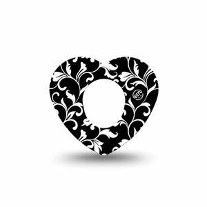 ExpressionMed Fleur de lis Dexcom G7, Dexcom Stelo Glucose Biosensor System, Heart Shape Tape Single Sticker and Tape goth flower stems Fixing Ring Tape CGM Design