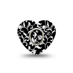 ExpressionMed Fleur de lis Dexcom G7, Dexcom Stelo Glucose Biosensor System, Heart Shape Tape Single Sticker and Tape goth flower stems Fixing Ring Tape CGM Design