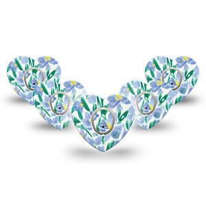 ExpressionMed Hyacinths  Dexcom G7 Heart Shape 5-Pack Sticker and Tape hyacinth varieties Fixing Ring Tape CGM Design, Dexcom Stelo Glucose Biosensor System