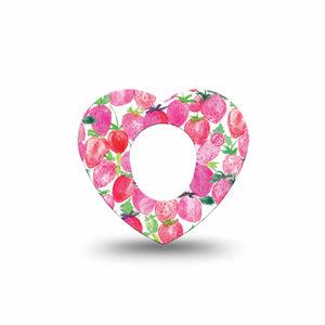 ExpressionMed Strawberry Crush Dexcom G7, Dexcom Stelo Glucose Biosensor System, Heart Shape Tape Single Watercolor painted strawberries Fixing Ring Tape CGM Design