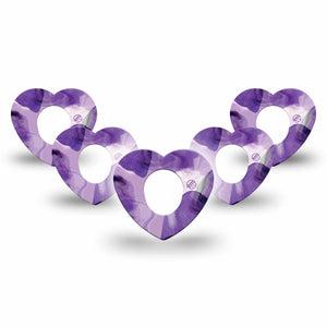 ExpressionMed Purple Storm Dexcom G7 Heart Shape Tape 5-Pack purple like smoke Fixing Ring Tape CGM Design