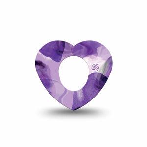 ExpressionMed Purple Storm Dexcom G7, Dexcom Stelo Glucose Biosensor System, Heart Shape Tape Single Sheer like purples Fixing Ring Tape CGM Design