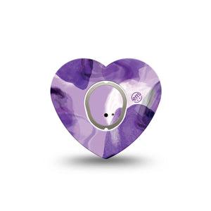 ExpressionMed Purple Storm Dexcom G7, Dexcom Stelo Glucose Biosensor System, Heart Shape Tape Single Sticker and Tape Sheer like purples Fixing Ring Tape CGM Design