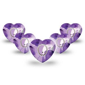 ExpressionMed Purple Storm Dexcom G7 Heart Shape Tape 5-Pack Stickers and Tapes purple like smoke Fixing Ring Tape CGM Design