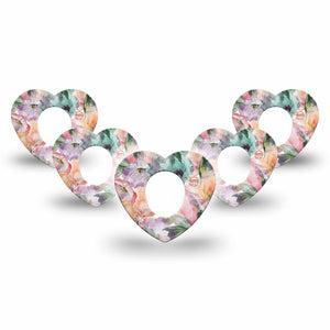 ExpressionMed Flower Clouds Dexcom G7 Heart Shape Tape, Dexcom Stelo Glucose Biosensor System, 5-Pack Tape Soft-Colored Petals, Overlay Patch CGM Design