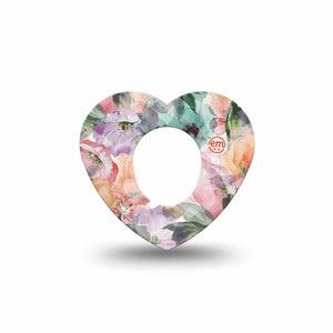 ExpressionMed Flower Clouds Dexcom G7 and Stelo Heart Shape Tape, Dexcom Stelo Glucose Biosensor System, Single Tape Soft-Colored Petals, Overlay Patch CGM Design
