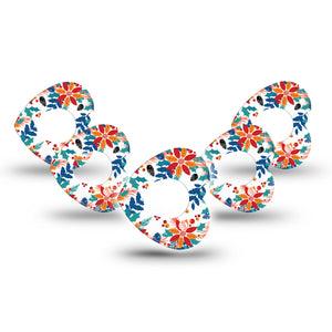 ExpressionMed Joyful Wreath Dexcom G7 Heart Shape Tape, Dexcom Stelo Glucose Biosensor System, 5-Pack Tape Floral Joyful Wreath, Overlay Patch CGM Design