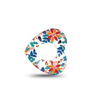 ExpressionMed Joyful Wreath Dexcom G7 and Stelo Heart Shape Tape, Dexcom Stelo Glucose Biosensor System, Single Tape Floral Joyful Wreath, Overlay Patch CGM Design