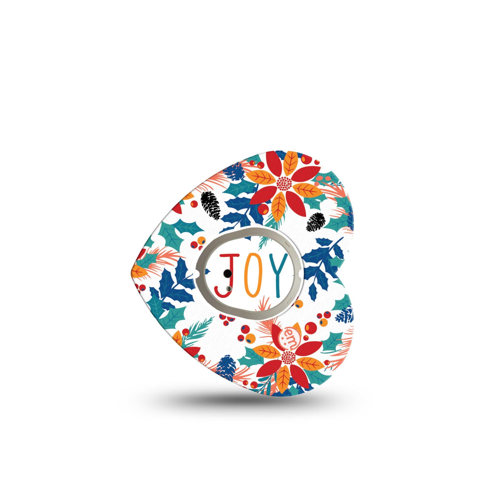 ExpressionMed Joyful Wreath Dexcom G7 Heart Shape Tape, Dexcom Stelo Glucose Biosensor System, Single Tape and Single Sticker Floral Joyful Wreath, Overlay Patch CGM Design