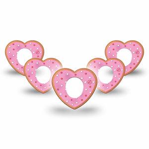 ExpressionMed Kiss Me Cookie Dexcom G7 Heart Shape Tape, Dexcom Stelo Glucose Biosensor System, 5- Pack Tape Pink Sprinkled Kisses Cookie,  Overlay Patch CGM Design