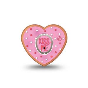 ExpressionMed Kiss Me Cookie Dexcom G7 Heart Shape Tape, Dexcom Stelo Glucose Biosensor System, Single Tape and Single Sticker Kiss Me Cookie Heart, Overlay Patch CGM Design