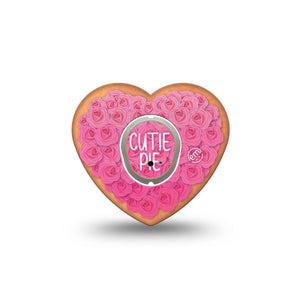 ExpressionMed Cutie Pie Cookie Dexcom G7 Heart Shape Tape, Dexcom Stelo Glucose Biosensor System, Single Tape and Single Sticker Heart Shaped Cookie, Overlay Patch CGM Design