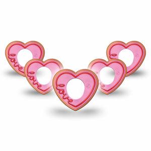 ExpressionMed Love Cookie Dexcom G7 Heart Shape Tape, Dexcom Stelo Glucose Biosensor System, 5-Pack Tape Fun Heart Shaped Sweets, Overlay Patch CGM Design