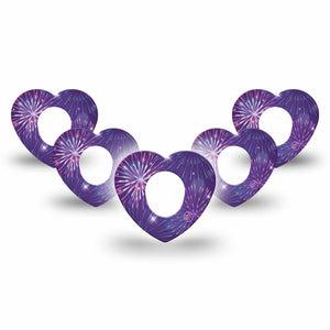 ExpressionMed New Years Celebration Dexcom G7 Heart Shape Tape, Dexcom Stelo Glucose Biosensor System, 5-Pack Tape Happy New Year, Overlay Patch CGM Design