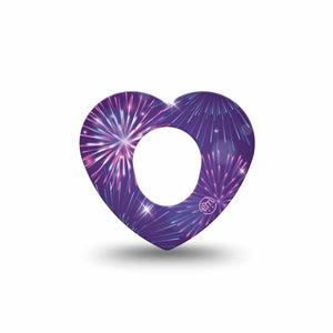 ExpressionMed New Years Celebration Dexcom G7 Heart Shape Tape, Dexcom Stelo Glucose Biosensor System, Single Tape New Year Festive, Overlay Patch CGM Design