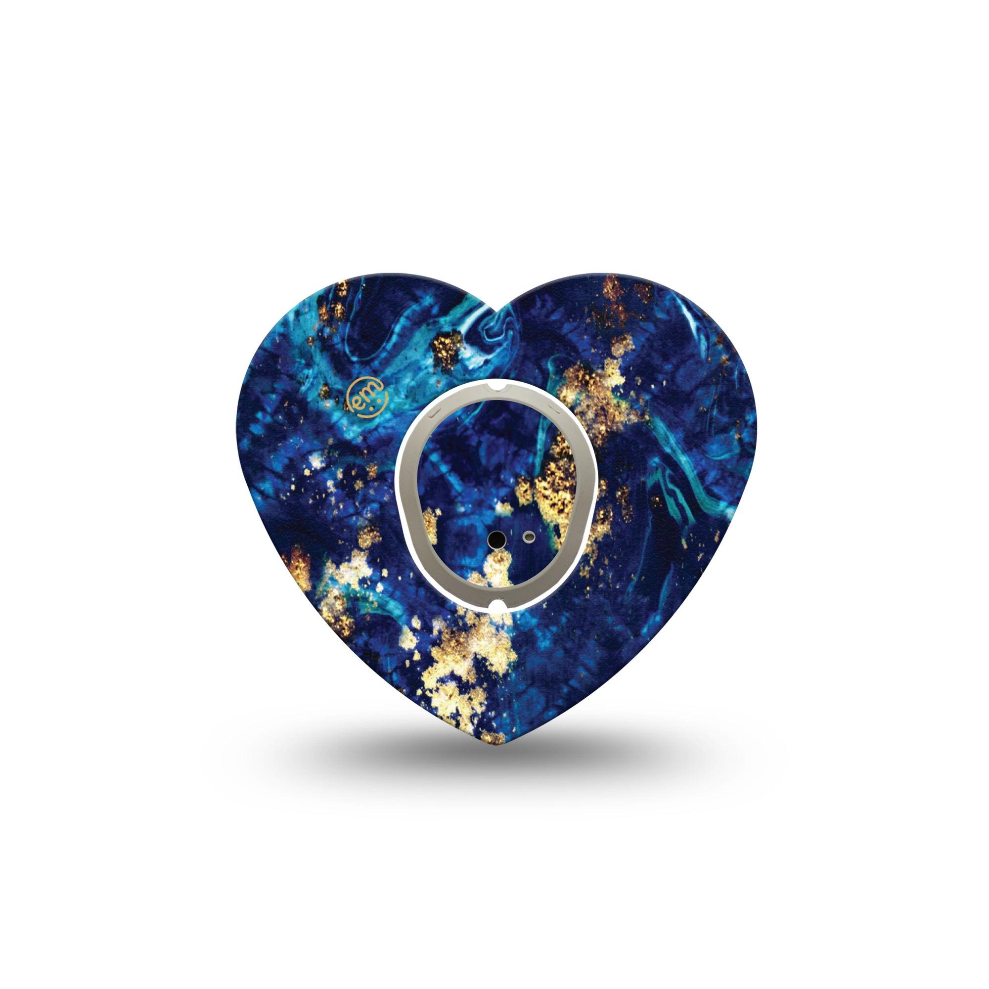 ExpressionMed Molten Midnight Dexcom G7 Heart Shape Tape, Dexcom Stelo Glucose Biosensor System, Single Tape and Single Sticker Wavy Midnight Blue, Plaster CGM Design