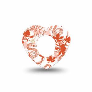 ExpressionMed Lava Coil Floral Dexcom G7 Heart Shape Tape, Dexcom Stelo Glucose Biosensor System, Single Tape Snake Floral Motif, Overlay Patch CGM Design
