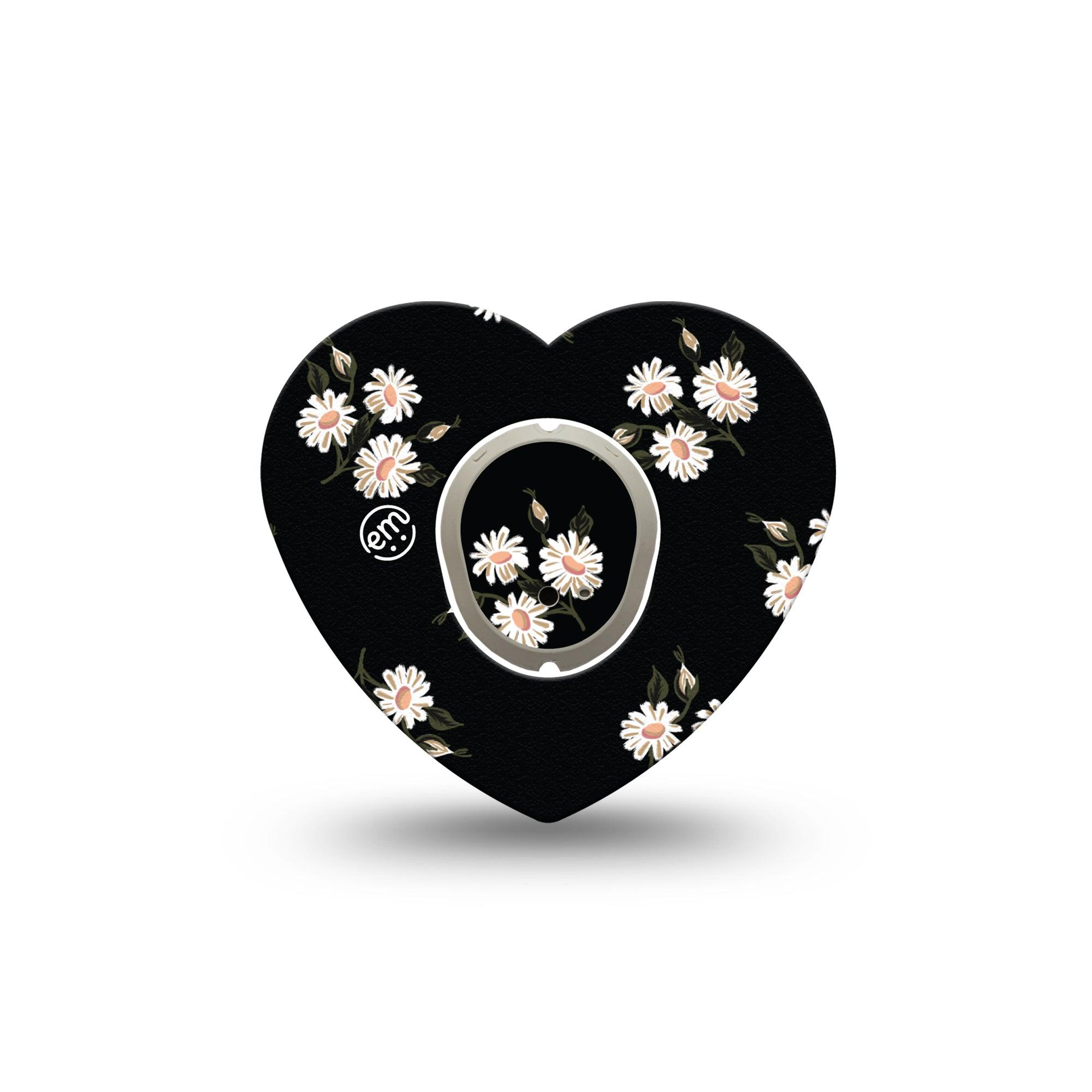 ExpressionMed Black Daisies Dexcom G7 Flower Shape Tape, Dexcom Stelo Glucose Biosensor System, Single Tape Grungy Daisy Florals, Adhesive Tape CGM Design