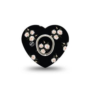 ExpressionMed Black Daisies Dexcom G7 Flower Shape Tape, Dexcom Stelo Glucose Biosensor System, Single Tape Grungy Daisy Florals, Adhesive Tape CGM Design