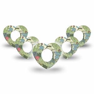 ExpressionMed Cactus Dexcom G7 Heart Shape Tape, Dexcom Stelo Glucose Biosensor System, 5-Pack Tape Desert Cacti Blooms, Overlay Patch CGM Design